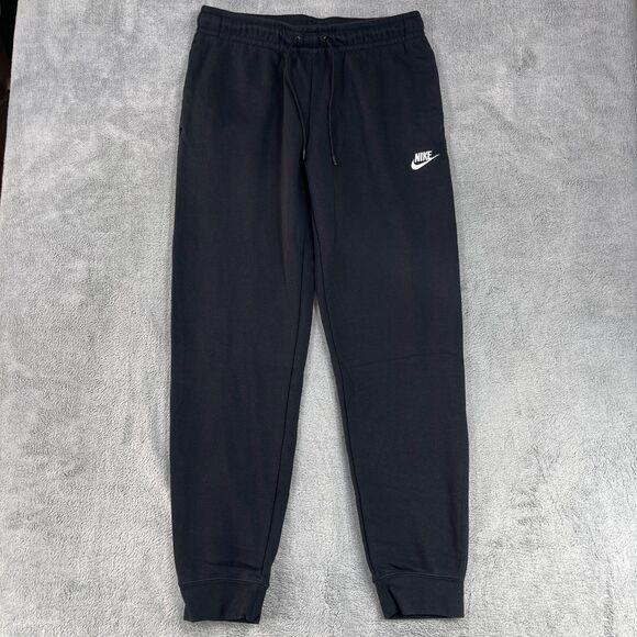 Nike Sportswear Jogger Pants Womens Medium Black Swoosh Fleece Lined Drawstring - Picture 7 of 12